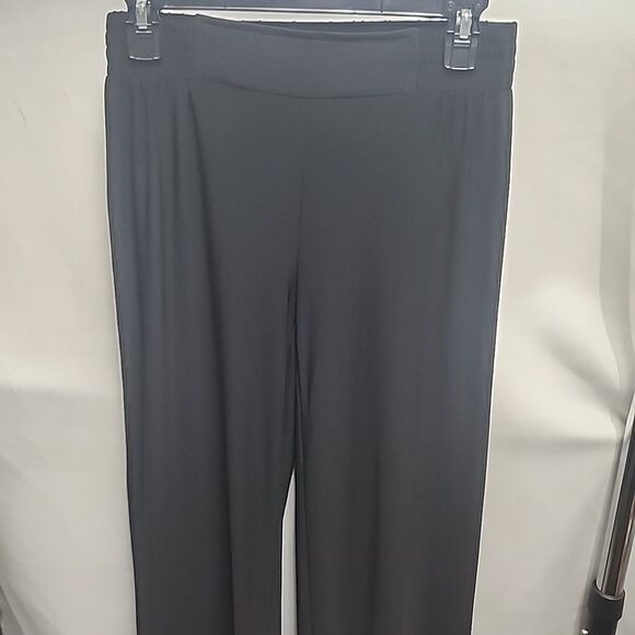 Iman Black Wide Leg Mid Rise Pull On Elastic Waistband Jersey Knit Pants Small - Picture 9 of 11